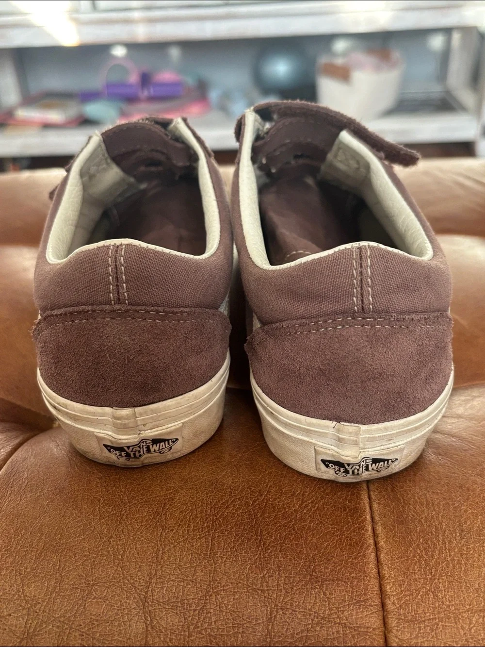 Women’s Brown Suede Vans Velcro Sneakers